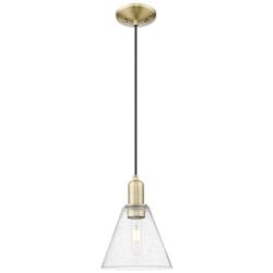 Arcadia Berkshire Glass 8"W Brass Cord Mini Pendant w/ Seedy Shade