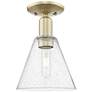 Arcadia Berkshire Glass 8"W Brass Semi.Flush Mount With Seedy Shade