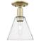 Arcadia Berkshire Glass 8"W Brass Semi.Flush Mount With Seedy Shade