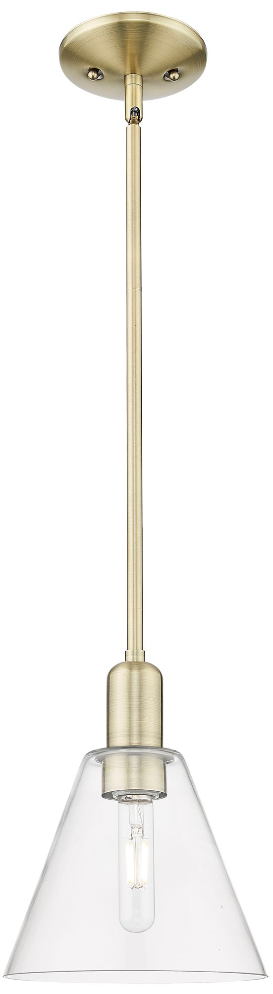 Arcadia Berkshire Glass 8"W Brass Stem Mini Pendant w/ Clear Shade