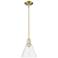 Arcadia Berkshire Glass 8"W Brass Stem Mini Pendant w/ Clear Shade