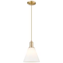 Arcadia Berkshire Glass 8"W Bronze Cord Pendant w/ Matte White Shade