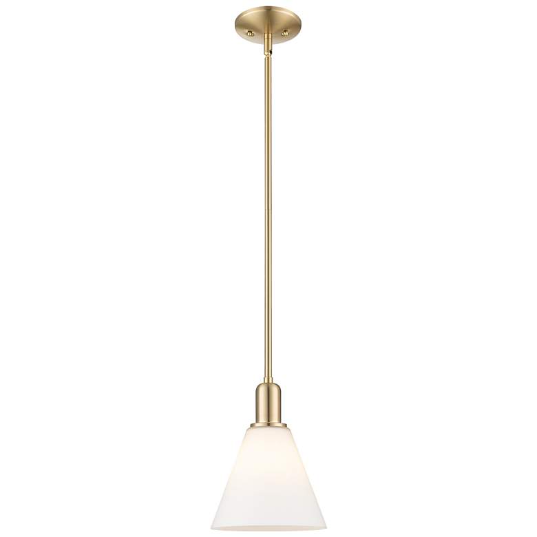 Image 1 Arcadia Berkshire Glass 8"W Bronze Stem Pendant w/ Matte White Shade