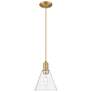 1_Arcadia Berkshire Glass 8"W Brushed Brass Cord Pendant w/ Clear Shade