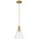 Arcadia Berkshire Glass 8"W Brushed Brass Cord Pendant w/ Clear Shade