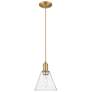 1_Arcadia Berkshire Glass 8"W Brushed Brass Cord Pendant w/ Seedy Shade
