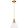 Arcadia Berkshire Glass 8"W Brushed Brass Cord Pendant w/ Seedy Shade