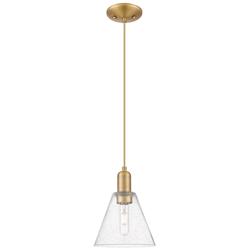 Arcadia Berkshire Glass 8"W Brushed Brass Cord Pendant w/ Seedy Shade