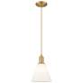 1_Arcadia Berkshire Glass 8"W Brushed Brass Cord Pendant w/ White Shade