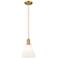 Arcadia Berkshire Glass 8"W Brushed Brass Cord Pendant w/ White Shade