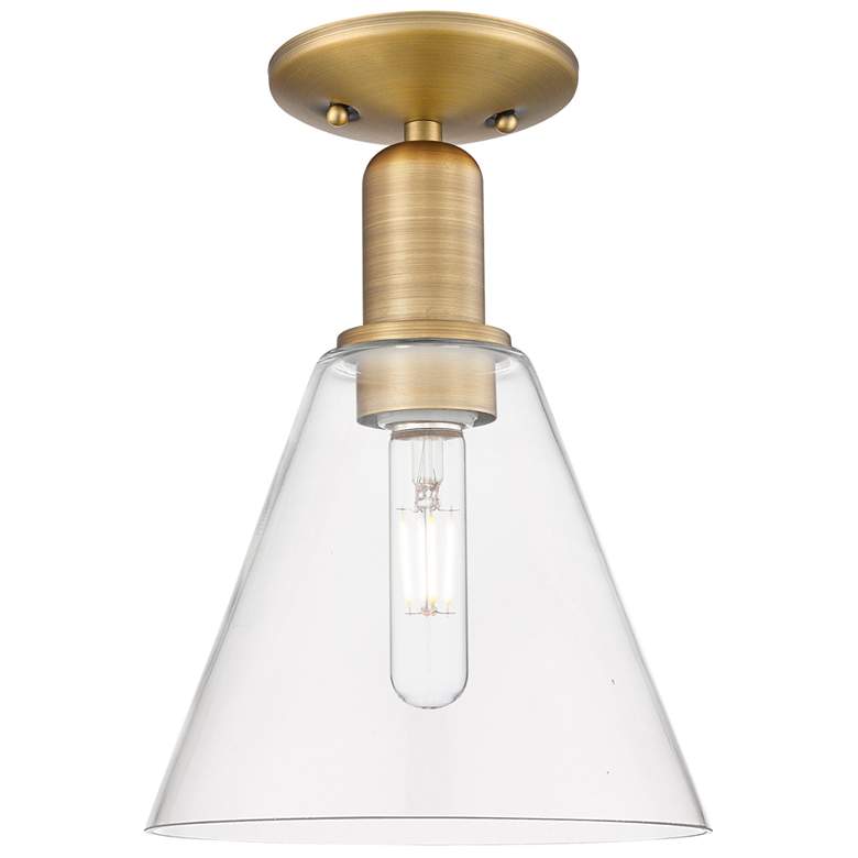 Image 1 Arcadia Berkshire Glass 8"W Brushed Brass Semi-Flush w/ Clear Shade