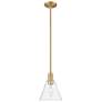 Arcadia Berkshire Glass 8"W Brushed Brass Stem Pendant w/ Clear Shade