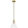 Arcadia Berkshire Glass 8"W Brushed Brass Stem Pendant w/ Clear Shade