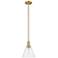 Arcadia Berkshire Glass 8"W Brushed Brass Stem Pendant w/ Seedy Shade