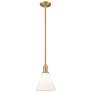 Arcadia Berkshire Glass 8"W Brushed Brass Stem Pendant w/ White Shade