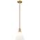 Arcadia Berkshire Glass 8"W Brushed Brass Stem Pendant w/ White Shade