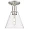 Arcadia Berkshire Glass 8"W Brushed Nickel Semi-Flush w/ Clear Shade