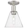 Arcadia Berkshire Glass 8"W Brushed Nickel Semi-Flush w/ Seedy Shade