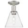 Arcadia Berkshire Glass 8"W Brushed Nickel Semi-Flush w/ Seedy Shade
