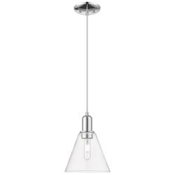 Arcadia Berkshire Glass 8"W Chrome Cord Mini Pendant w/ Clear Shade