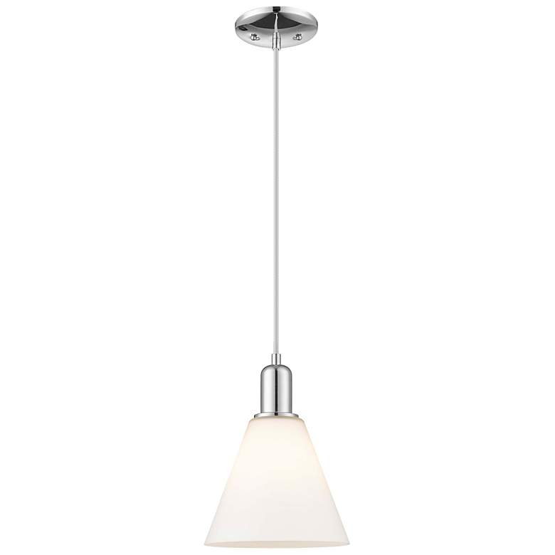 Image 1 Arcadia Berkshire Glass 8"W Chrome Cord Pendant w/ Matte White Shade
