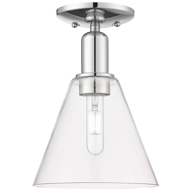 Image 1 Arcadia Berkshire Glass 8"W Chrome Semi.Flush Mount w/ Clear Shade