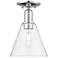 Arcadia Berkshire Glass 8"W Chrome Semi.Flush Mount w/ Clear Shade