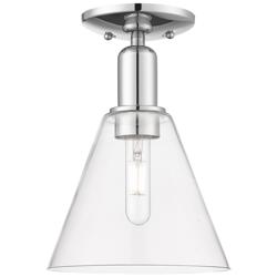 Arcadia Berkshire Glass 8"W Chrome Semi.Flush Mount w/ Clear Shade