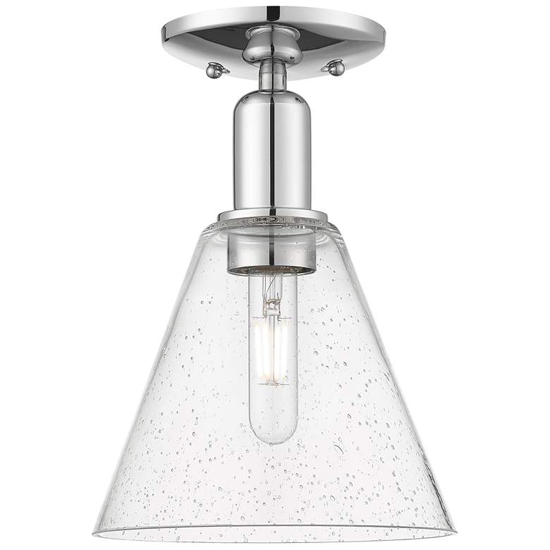Image 1 Arcadia Berkshire Glass 8"W Chrome Semi.Flush Mount w/ Seedy Shade