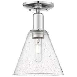 Arcadia Berkshire Glass 8"W Chrome Semi.Flush Mount w/ Seedy Shade