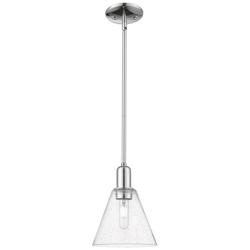 Arcadia Berkshire Glass 8"W Chrome Stem Mini Pendant w/ Seedy Shade