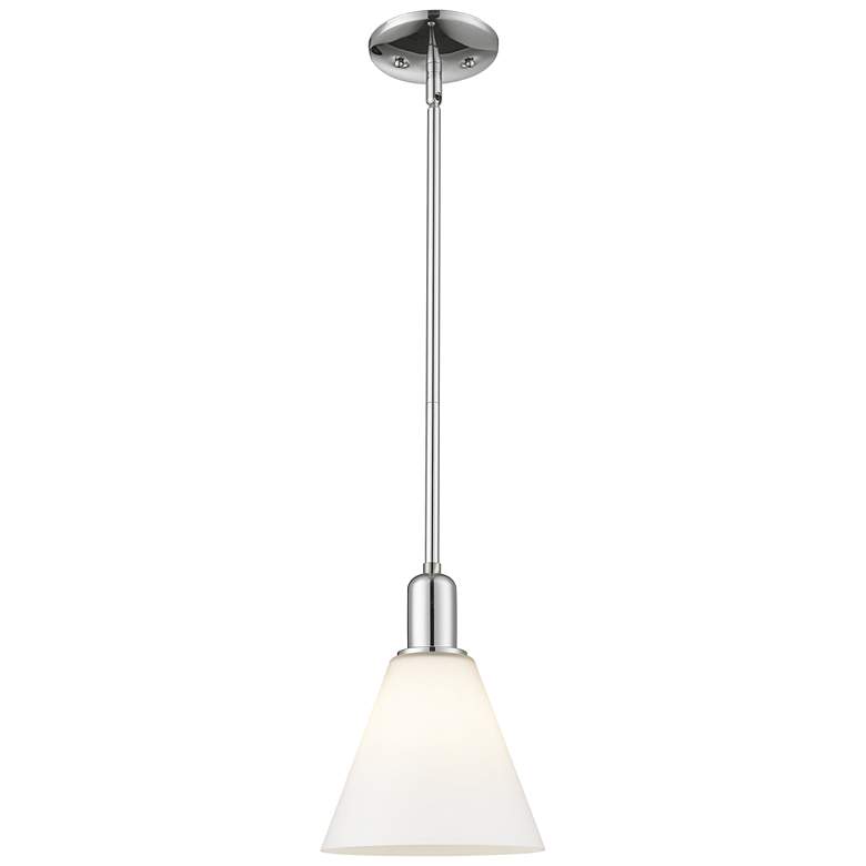 Image 1 Arcadia Berkshire Glass 8"W Chrome Stem Pendant w/ Matte White Shade