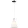 Arcadia Berkshire Glass 8"W Chrome Stem Pendant w/ Matte White Shade