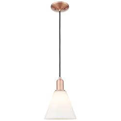 Arcadia Berkshire Glass 8"W Copper Cord Pendant w/ Matte White Shade