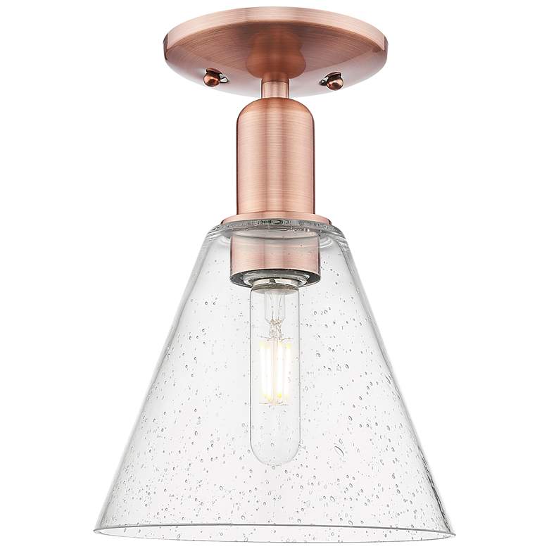 Image 1 Arcadia Berkshire Glass 8"W Copper Semi.Flush Mount With Seedy Shade
