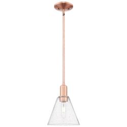 Arcadia Berkshire Glass 8"W Copper Stem Mini Pendant w/ Seedy Shade