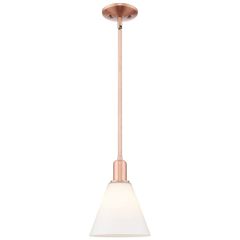 Image 1 Arcadia Berkshire Glass 8"W Copper Stem Pendant w/ Matte White Shade