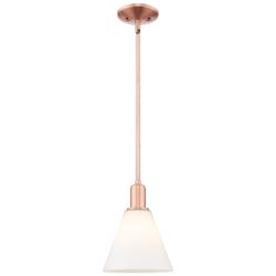 Arcadia Berkshire Glass 8"W Copper Stem Pendant w/ Matte White Shade