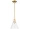 Arcadia Berkshire Glass 8"W Gold Stem Hung Mini Pendant w/ Clear Shade