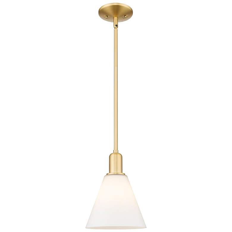 Image 1 Arcadia Berkshire Glass 8"W Gold Stem Pendant w/ Matte White Shade