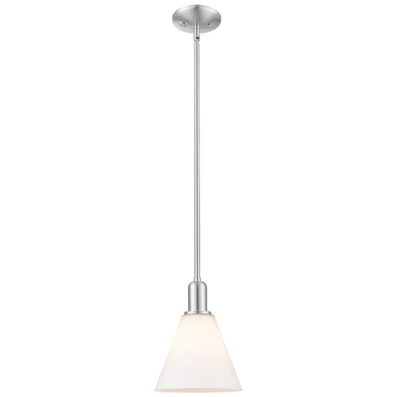 Image 1 Arcadia Berkshire Glass 8"W Nickel Stem Pendant w/ Matte White Shade