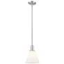 1_Arcadia Berkshire Glass 8"W Nickel Stem Pendant w/ Matte White Shade