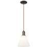 Arcadia Berkshire Glass 8"W Oiled Bronze Cord Pendant w/ White Shade