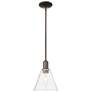 Arcadia Berkshire Glass 8"W Oiled Bronze Stem Pendant w/ Clear Shade
