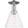 Arcadia Berkshire Glass 8"W Polished Nickel Semi-Flush w/ Clear Shade