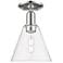 Arcadia Berkshire Glass 8"W Polished Nickel Semi-Flush w/ Clear Shade