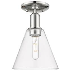 Arcadia Berkshire Glass 8"W Polished Nickel Semi-Flush w/ Clear Shade