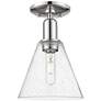 Arcadia Berkshire Glass 8"W Polished Nickel Semi-Flush w/ Seedy Shade