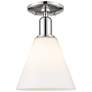 Arcadia Berkshire Glass 8"W Polished Nickel Semi-Flush w/ White Shade