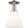 Arcadia Berkshire Glass 8"W Polished Nickel Semi-Flush w/ White Shade